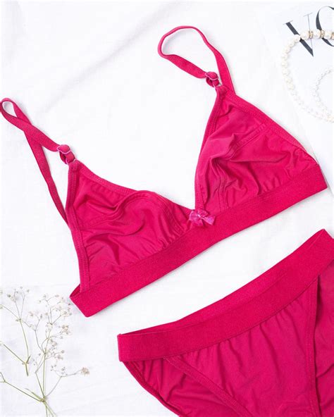 Seamless Bra & Panty Set In Pink – Littlebox India