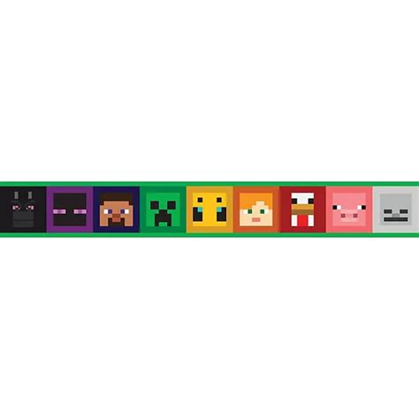 RoomMates Minecraft Iconic Faces Black Peel & Stick Border