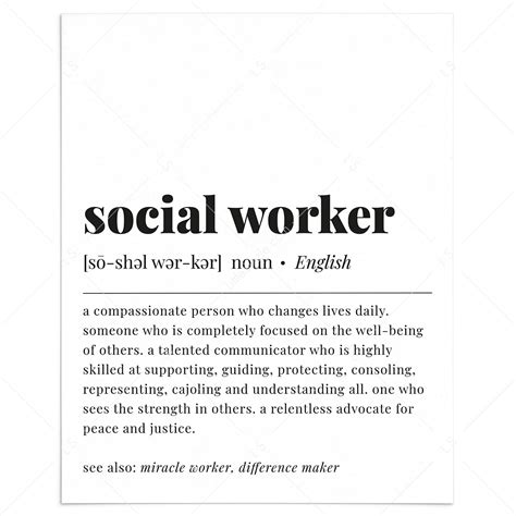 Social Worker Gift | Social Worker Definition Print | MSW, BSW, LCSW ...