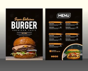 Burgers restaurant menu template design | Premium Vector