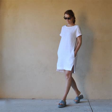 White Inari dress | Linen dress pattern, Tee dress, Clothes