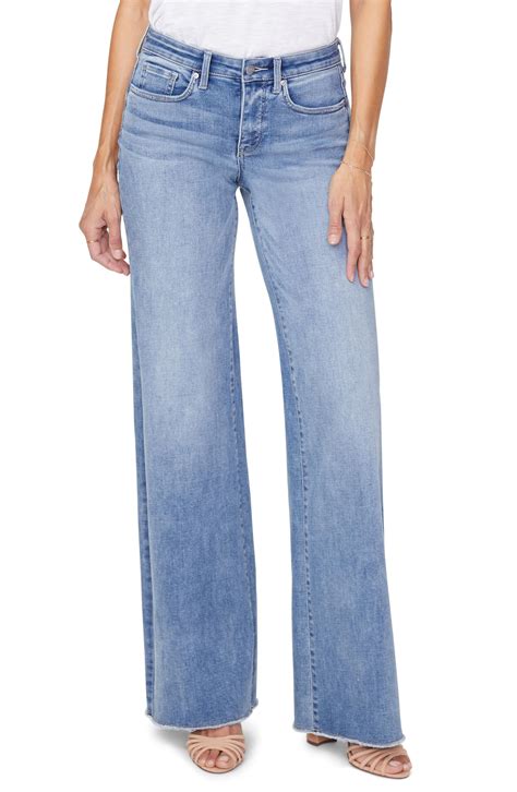 NYDJ Denim Teresa Fray Hem Wide Leg Jeans in Blue - Lyst