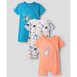 Babyhug Disney Interlock Knit Half Sleeves Romper with Mowgli & Friends ...