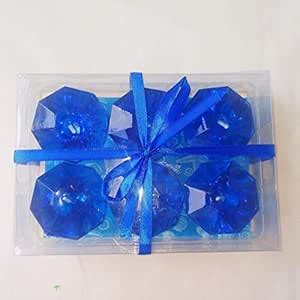 Buy KBH® Pack of Six 6 Blue Diamond Crystal Shape Gel Floating Candle ...