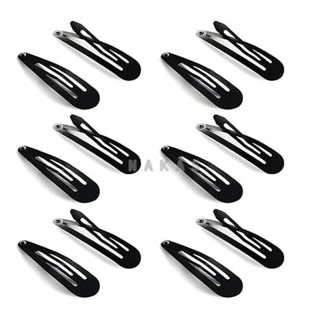 NAKAS Glossy Black Metal Tic Tac Hair Clips For Women-Pack Of 12 (Small ...