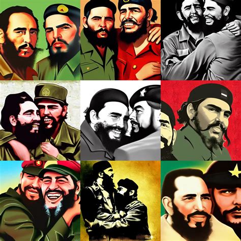 fidel castro and che Guevara hugging in heaven, | Stable Diffusion