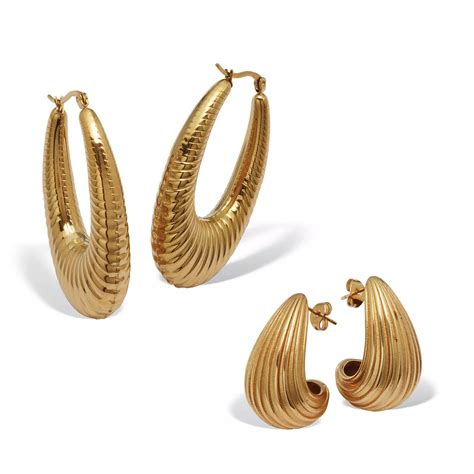 PalmBeach Jewelry Yellow Gold Ion-Plated Stainless Steel Drop Earrings ...