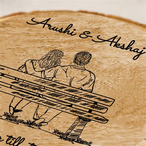 Buy Handcrafted Mango Wood Personalized Plaque For Couples With Stand ...