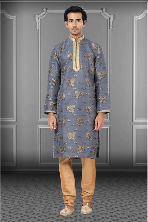 Festive Wear Jacquard Fabric Readymade Lovely Kurta Pyjama For Men ...
