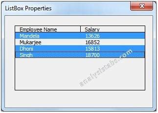 ListBox Example 的图像结果