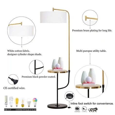 FLEMISH Metal Single Light Floor Lamp With White Cotton Shade – KAPOOR ...