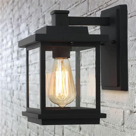 LNC 1-Light 9-in H Black Square Modern Outdoor Wall Sconce/ Farmhouse ...