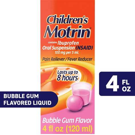 Children's Motrin Ibuprofen Kids Medicine, Bubblegum Flavor, 4 fl. oz ...