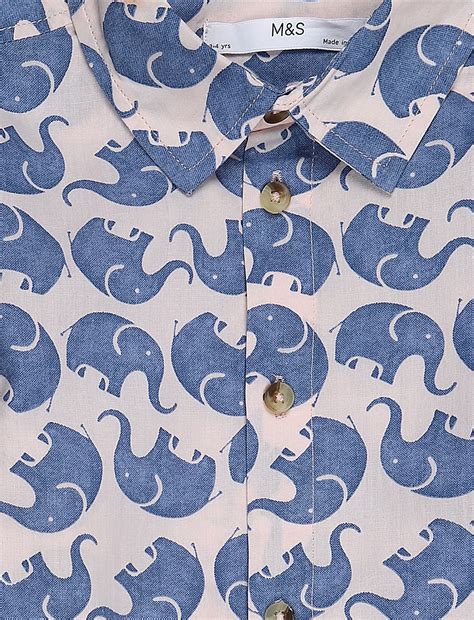 Buy Pure Cotton Printed Spread Collar Shirt at Marks & Spencer