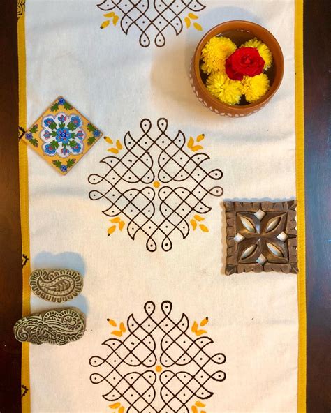 Hand Block Printed Kolam Print Cotton Table Runner – MnR Decor