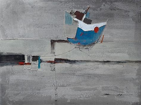 "Untitled 1": Steel Grey Acrylic Painting by Akash Parkande – ArtZolo.com