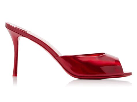 Christian Louboutin Me Dolly 85 Red Patent Backless Sandal Mule Heel ...