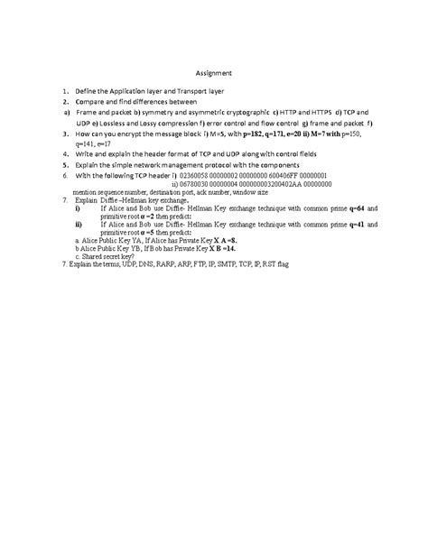 CN Assignment - Assignment 1. Define the Application layer and ...