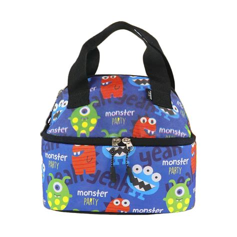 Smily Kiddos Double Decker Lunch Bag Monster Theme - Blue LxWxH :25.5 ...