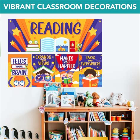 Buy Decorably 40x14 Reading Posters for Classroom Elementary - Library ...