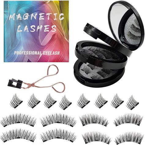 Magnetic Eyelashes Kits, 3D Natural Looking Reusable Magnetic False ...