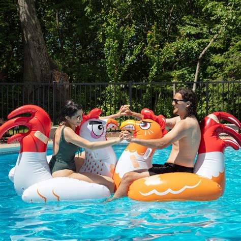 Chicken Fight Inflatable Pool Float Game Set - Includes 2 Giant Battle ...