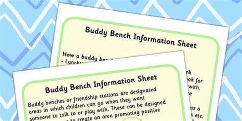 Buddy Bench Friendship Station Information Sheet