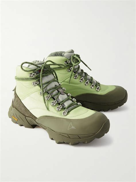 ROA - Rubber and Suede-Trimmed Canvas Hiking Boots - Green ROA