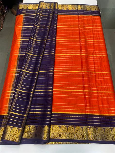Crepe Lines Saree With Contrast Blouse (2440A) – Ramaiahs