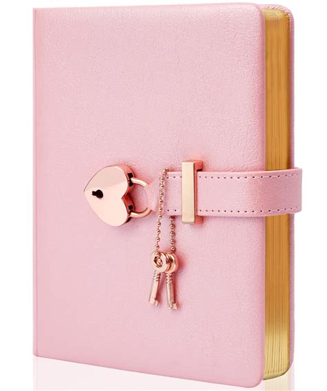 TIEFOSSI Heart-Shaped Lock Diary with Key, Pink Diary with Lock for ...