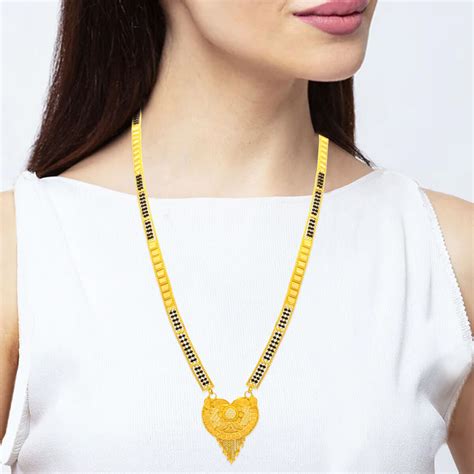 Modern Elegance Floral Long Mangalsutra in 22K Gold – WHP Jewellers