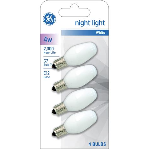 GE Incandescent Night Light Bulbs, 4 Watts, C7 Bulbs, Small Base ...