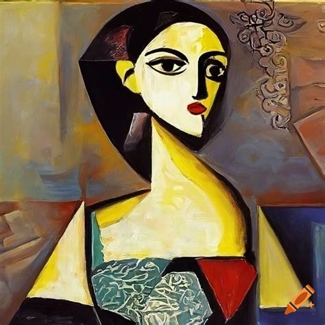 Pablo picasso's cubist painting of a noble lady on Craiyon