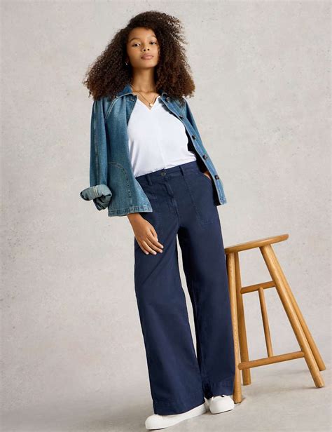Cotton Rich Wide Leg Chinos With Linen | White Stuff | M&S