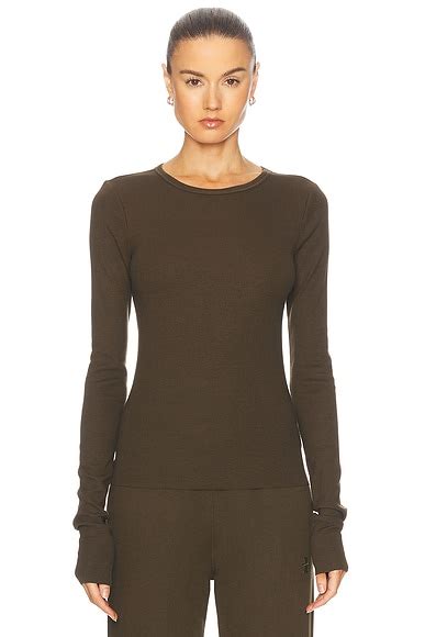 Saint Laurent Long Sleeve Top in Marron | FWRD