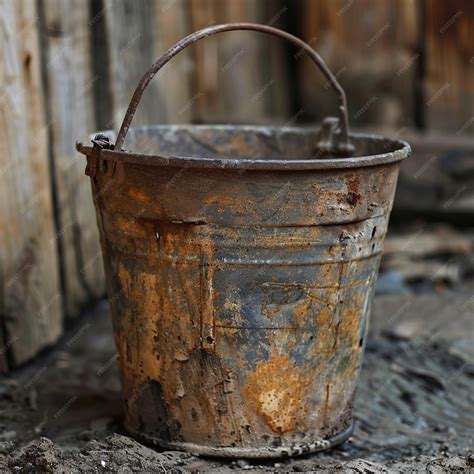 Premium Photo | A rusty bucket with rust on the bottom and the word ...