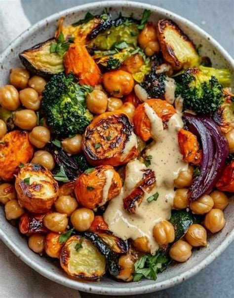 Maple Tahini Roasted Veggie and Chickpea Bowls in 2025 | Vegetarian ...