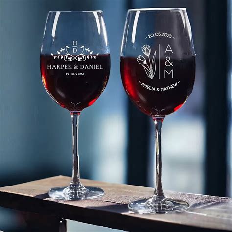 Personalized Wine Glass Set, Wedding Wine Glass, Custom Wedding Gift ...