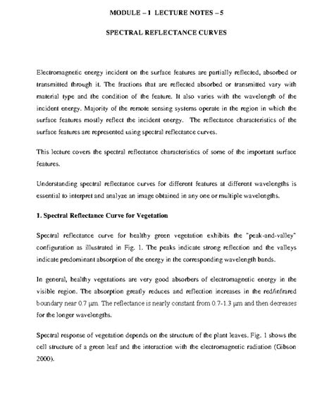 Lecture 5 - Spectral Reflectance Curves in Remote Sensing - Studocu