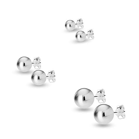 LeCalla - Buy 925 Sterling Silver Set of 3 Pairs Ball-Post Stud ...