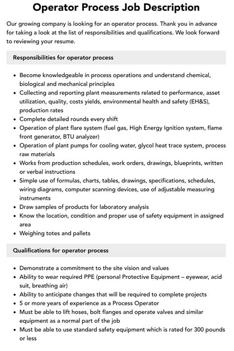 Image result for Process Operator Job Description