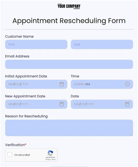 Doctor appointment form template