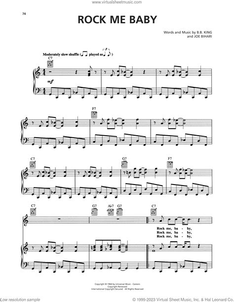 Rock Me Baby sheet music for voice, piano or guitar (PDF)
