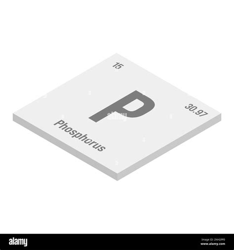 Phosphorus, P, gray 3D isometric illustration of periodic table element ...
