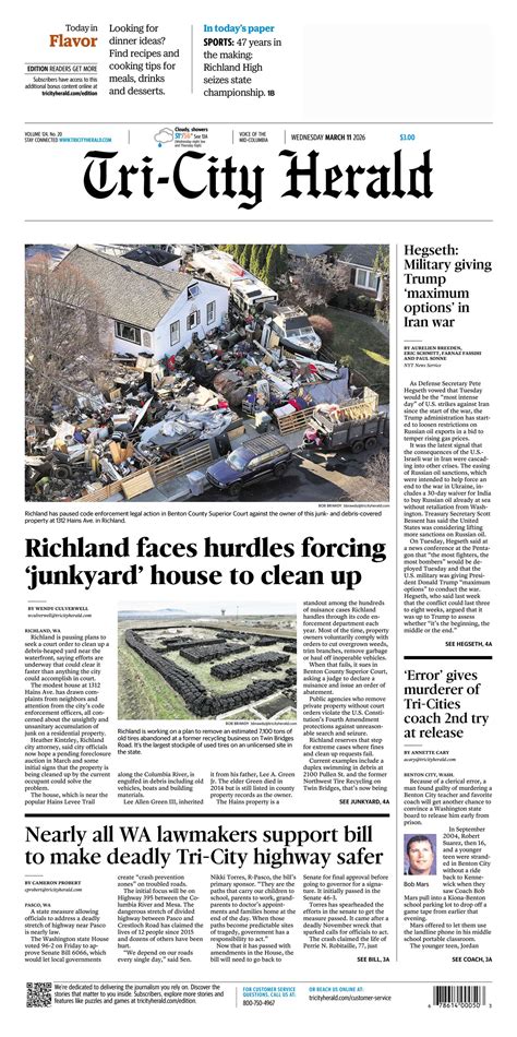 Tri-City Herald Front Page