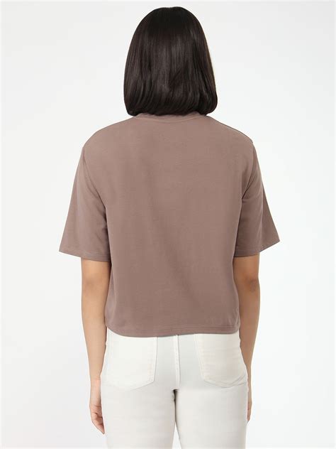 Buy Women Oyster Slim Fit Crop T-Shirt | Kraus Jeans