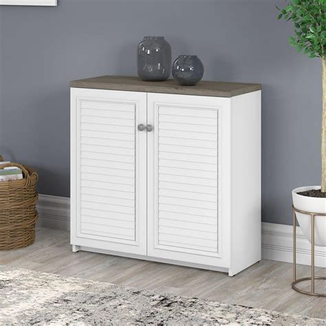 Bush Furniture Fairview Small Storage Cabinet With Doors And Shelves In ...