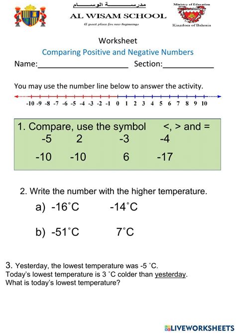 Negative Numbers Worksheets 的图像结果
