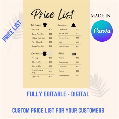 Printing Price List Design