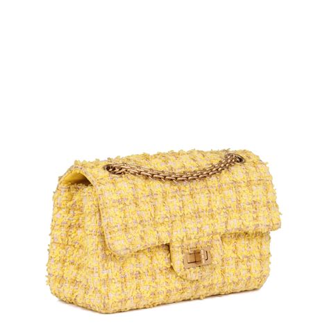 CHANEL Canary Yellow Tweed Fabric 224 2.55 Reissue Double Flap Bag at ...